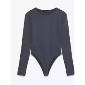 NWT Zara Bodysuit Blue Crew Neck Long Sleeves S